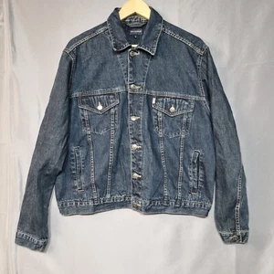 New Caro Men's Denim Jacket Large Blue Trucker Button Front - Picture 1 of 11