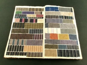 KIMONO FABRIC Japanese Antique Sample Book Shima Design Pattern 1884 Meiji b776 - Picture 1 of 23