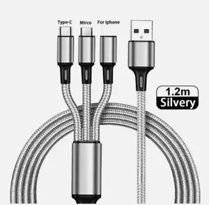 2 pk - 3 in 1 USB Charging Cable Universal Multi Function Charger Cord. 45" Each - Picture 1 of 4