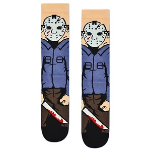Mens Unisex Horror Movie Friday 13th Novelty JASON VOORHEES Character CREW SOCKS - Picture 1 of 6