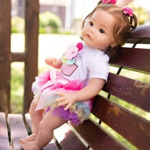 Reborn Real Life Toddler Girl 24inch Lifelike Baby Doll Realistic Rooted Hair - Picture 1 of 6
