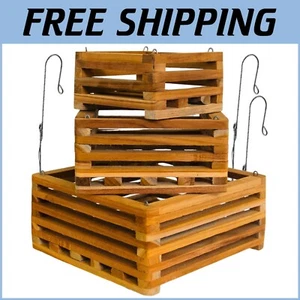 Durable Square Hanging Planters for Orchids, Ferns, and Air Plants - Set of 3 - Picture 1 of 11