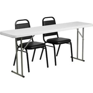 Flash Furniture Kathryn 6-Foot Plastic Folding Training Table Set with 2 Trapezo - Picture 1 of 1