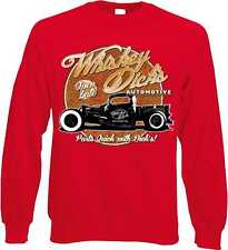 Sweatshirt in rot mit einem Hot Rod-,US Car & `50 Stylemotiv Modell Whiskey Dick 