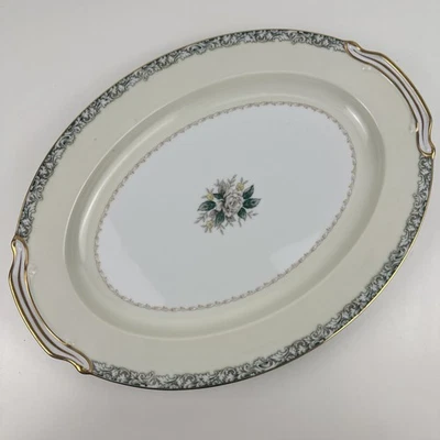 Noritake China White Rose Mystery #14 Platter 16" x 12" Japan Excellent - Image 1 of 4