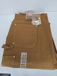 Neu mit Etikett Carhartt Herren 40 x 34 lockere Passform Doppelknie braun Canvas Utility Arbeitshose - Bild 1 von 4