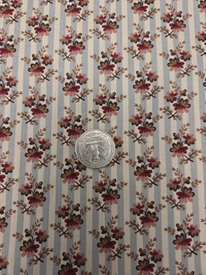 Marcus Fabrics Judie Civil War 150th Anniversary Stripe Floral 1 Yard New - Image 1 of 4