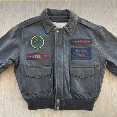 Chaqueta de Avición de Cuero Gap Vintage Rara para Niños Lucky Flyer Talla M Foto 1 de 4