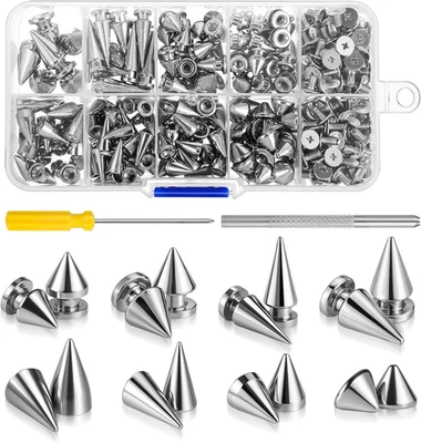 354 piezas clavos y tachuelas de cono de metal para ropa y accesorios punk hágalo usted mismo Foto 1 de 4