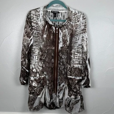 NWT Picadilly Canada Jacket Size 6 | Taupe Front Sheer Lightweight Layer Artsy - Image 1 of 4