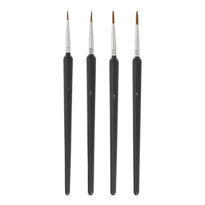4 Pcs Detail Paint Brushes 11mm/12mm/14mm/15mm Pointed Tip (1/2/3/4), Black - Image 1 of 4