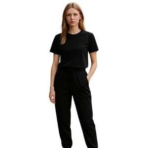 Lululemon Stretch hoch geschnittene Jogginghose Damen 6 schwarz volle Länge Kordelzug aktiv - Bild 1 von 9