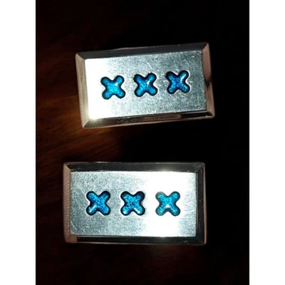 Hickok XXX VTG 1970s Cufflinks Gold Tone Adult Film Industry Triple X Rectangle - Image 1 of 4