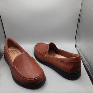 Clarks Ellowyn Lux Loafers Women's 9W Brown Tan Slip-on Leather A218 - Picture 1 of 13