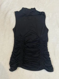 Ramy Brook Womens Size Small Block Ruched Sleeveless Mock Neck Tank Top - Picture 1 of 3