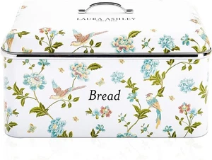Laura Ashley Bread Storage Bin Large Size Stainless Steel with Removable Lid - Picture 1 of 8