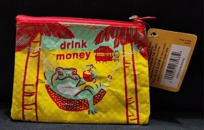 Blue Q Coin Pouch Purse Recycled Eco Friendly Retro Travel Wallet Small Zip Bag - Image 1 of 3