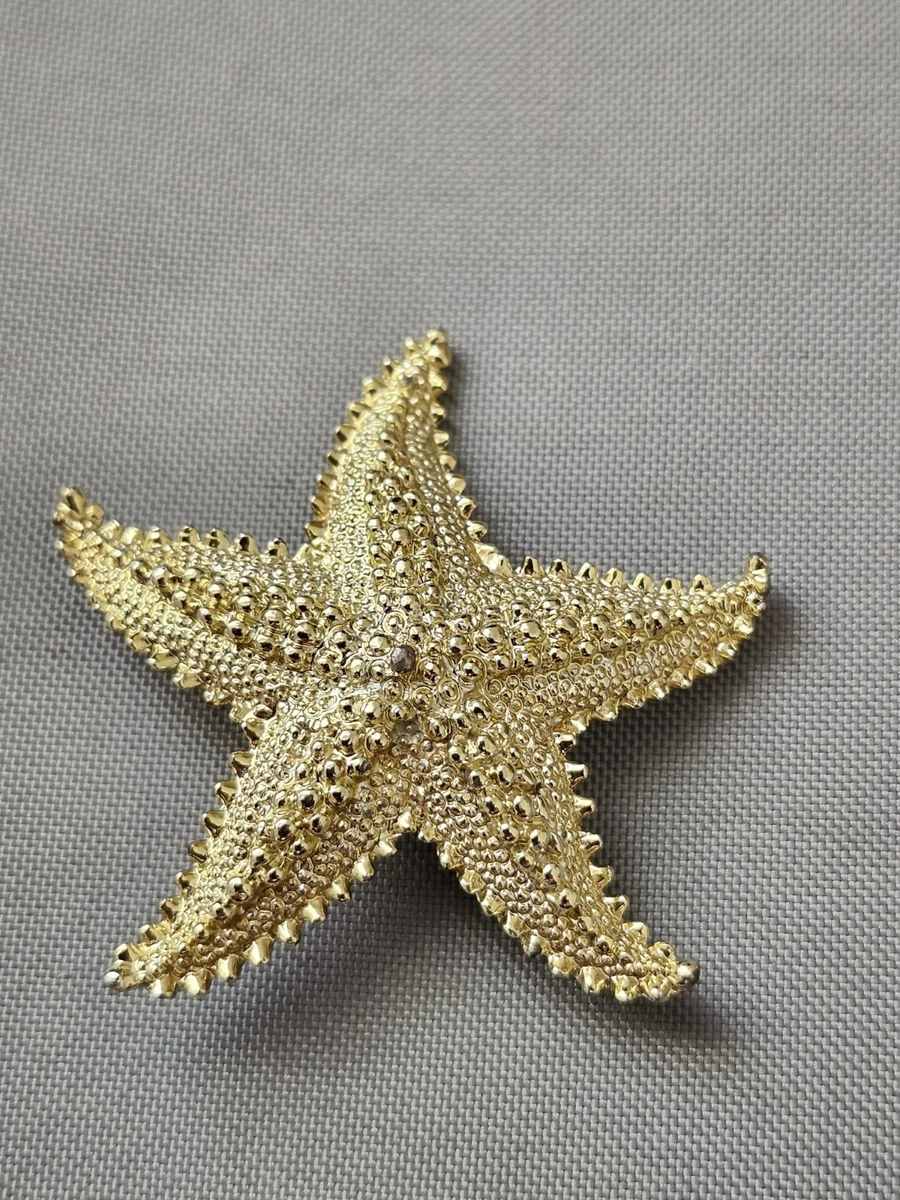 RUIZHEN Silver Crystal Starfish Brooch Pin - Nautical Beach Theme Jewelry For Women - View #5