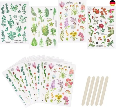 CRAFFANCY 16 Blatt Rub-on-Transfer-Aufkleber, Blatt-Blumen-Scrapbook-Aufkleber, - Bild 1 von 4