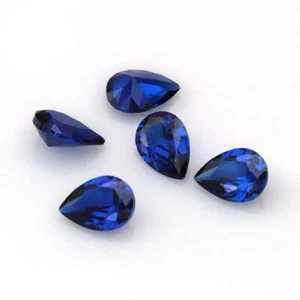 Synthetic Blue Sapphire 9x11mm To 10x14mm Pear Cut Lab Created Loose Gemstone - Picture 1 of 24