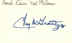 Frank Tug McGraw 1965 NY Mets (Dec. 2004) Signed 3x5 Index Card with JSA COA - Picture 1 of 2