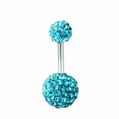 Women Navel Belly Button Ring Bar Crystal Flower Dangle Body Piercing Jewelry 🎀 - Image 1 of 4
