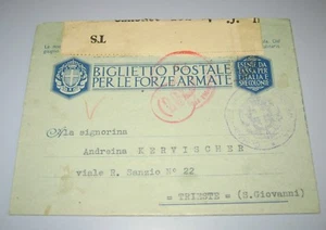 Military Postal Card Italy Fiume Trieste Posta Militare Censura WIII 1941 Censor - Picture 1 of 2
