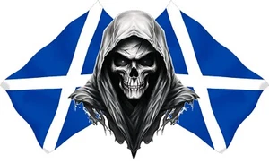 Racing Grim Reaper Skull Scotland Flag Car MotorBike Bike Van Sticker LSGRSCO3L - Picture 1 of 1