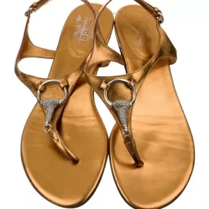 Sandali Slingback in pelle e cristallo Gucci taglia 8 - Foto 1 di 6