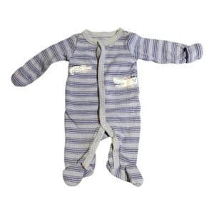 Carter's Blue and Gray Footies One Piece with Built-in Footies Mittens Crocodile - Bild 1 von 5