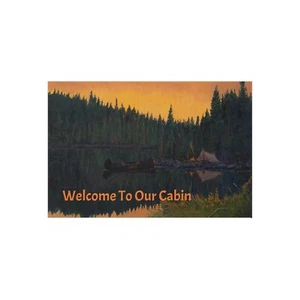 Sunset Lake Cabin Outdoor Teppich Cottagecore - Bild 1 von 13