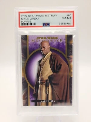 POP 1! 2022 Topps Star Wars Masterwork Mace Windu /50 Purple #60 PSA 8 - Image 1 of 3