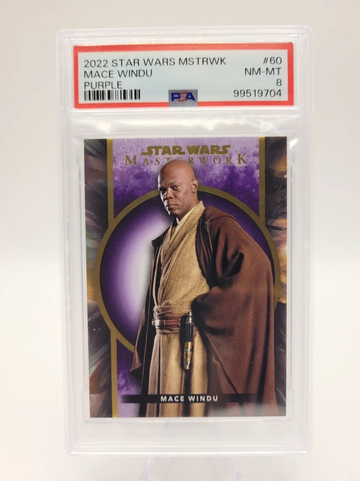 POP 1! 2022 Topps Star Wars Masterwork Mace Windu /50 Purple #60 PSA 8 - Image 1 of 3