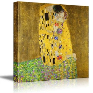 16"x16" Gustav Klimt Wall Art Canvas Print - The Kiss - Picture 1 of 3
