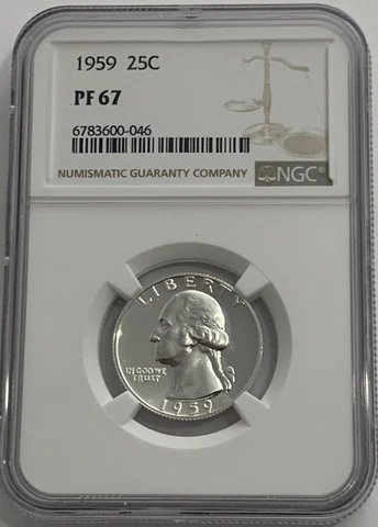 1959 NGC PF67 90% SILVER PROOF WASHINGTON QUARTER GREAT EYE APPEAL WHITE LABEL Cover