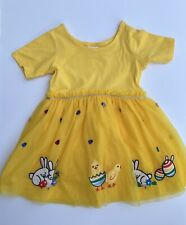 Hanna Anderson Girls Embroidered Tulle EASTER Dress Yellow Size 85 2 2T bunny