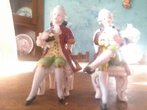2 ceramic Figures pre war Germany, possibly Dresden Crossed Blue sords with RP - Picture 1 of 6