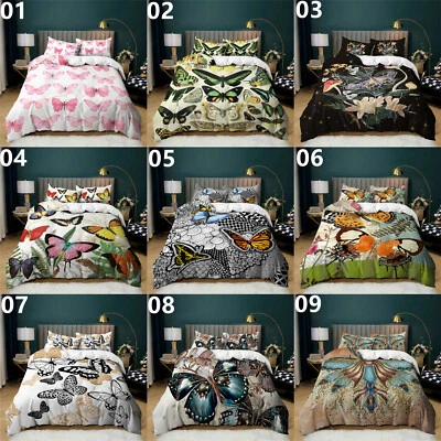 BEATIFUL BEDDING Butterflies Single Double Queen King Super King Bed Quilt Doona Duvet Cover Set