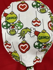 Men/Women Surgical Scrub Cap Lined Holiday Christmas Balls Ugly Green Guy Cotton - Picture 1 of 3