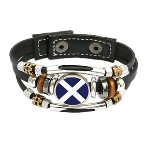 St Andrews Schottland schwarzes Lederarmband und Samt Geschenktasche - Bild 1 von 4