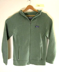 Patagonia Organic Cotton Green Quilted Zip Hood Jacket Large - Picture 1 of 10