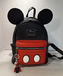Loungefly Mickey Mouse Disney Mini Backpack Black Red Chrome Batgirl Zipper Pull - Picture 1 of 10