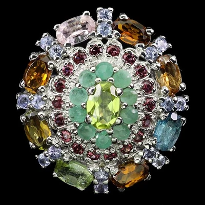 925 Sterling Silver Ring Oval Peridot 6x4mm Emerald Tanzanite Gemstone Jewelry 8 - Image 1 of 4