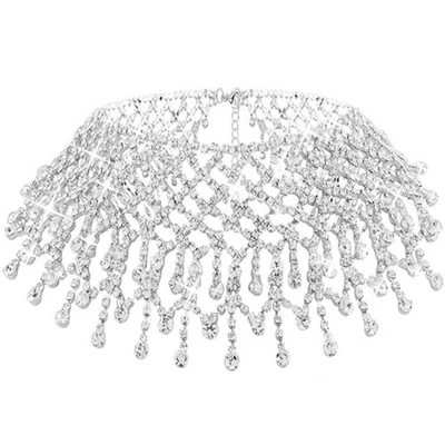 Collar Gargantilla Diamantes de Imitación Collares Plata Cristal Brillante Boda Baile de graduación Collar... Foto 1 de 4