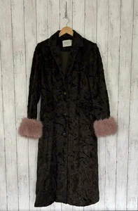 Charlotte Simone Longline Coat Size Large Lexy Chocolate Brown Pink Longline - Picture 1 of 10