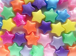 50 x Sternform Pony Perlen Perlenoptik 13 mm Loch 4 mm - Farbe wählbar - Bild 1 von 11
