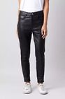 Women Real Leather High Waisted Black Leather Trouser Pant Genuine Leather