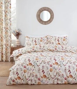 Floral & Butterfly Design Duvet Cover Set in Green Single Bed Multi Colour Grove - Picture 1 of 4