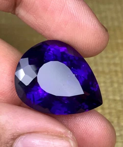 17.93cts Flawless Uruguay Natural Deep Purple Amethyst Pear Loose Gemstone - Picture 1 of 3