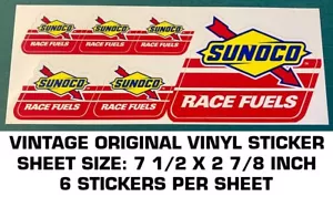 SUNOCO RACE FUELS VINTAGE ORIGINAL STICKER DECAL SHEET - NASCAR-DRAG-NHRA - Picture 1 of 2